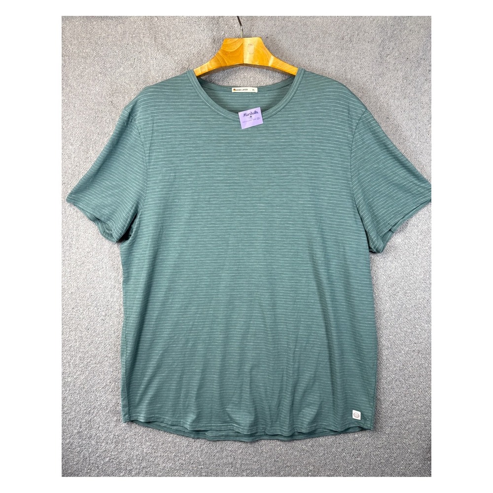 MARINE LAYER Striped T-Shirt Green Crew Neck Short Sleeve Top Womens Size XL New - Picture 2 of 10